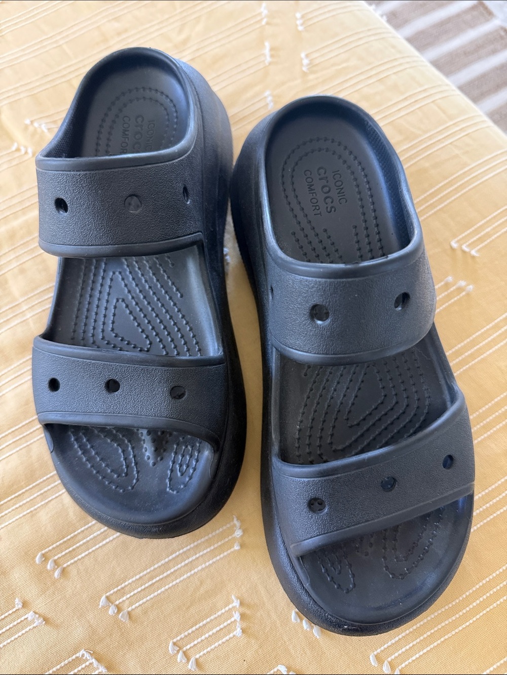 CROCS Black Two-Strap Slide Sandals